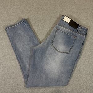 Kenneth Cole Mens Straight Fit Number 2 Jeans Light Dwyer Wash 36x32 Stretch NWT